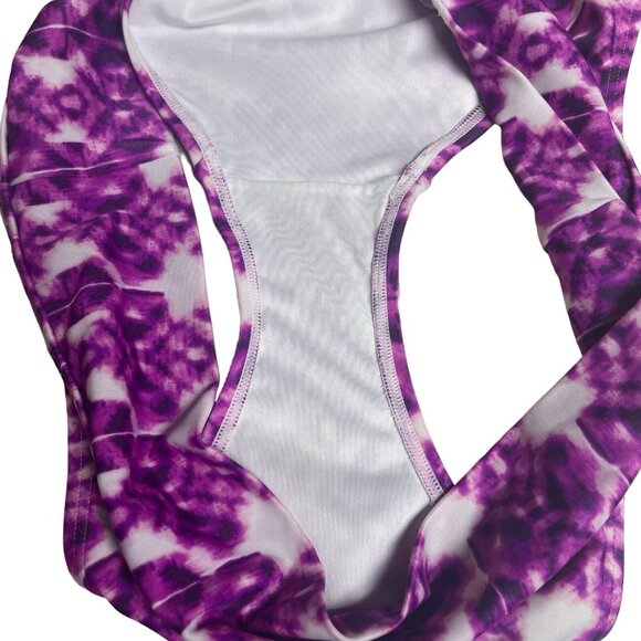 Victorias Secret Bikini Bottom Large Foldover Purple Abstract Print Hipster Pool - Picture 6 of 7